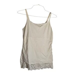 Sweet Nothings Womens 2XL White Lace Trim Camisole Tank Top Slip